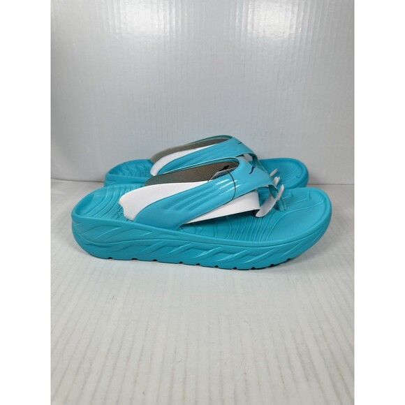 Size 12 Mens Hoka One One Ora Recovery Flip Flop Sandals 1099675 Blue NEW - Picture 1 of 7